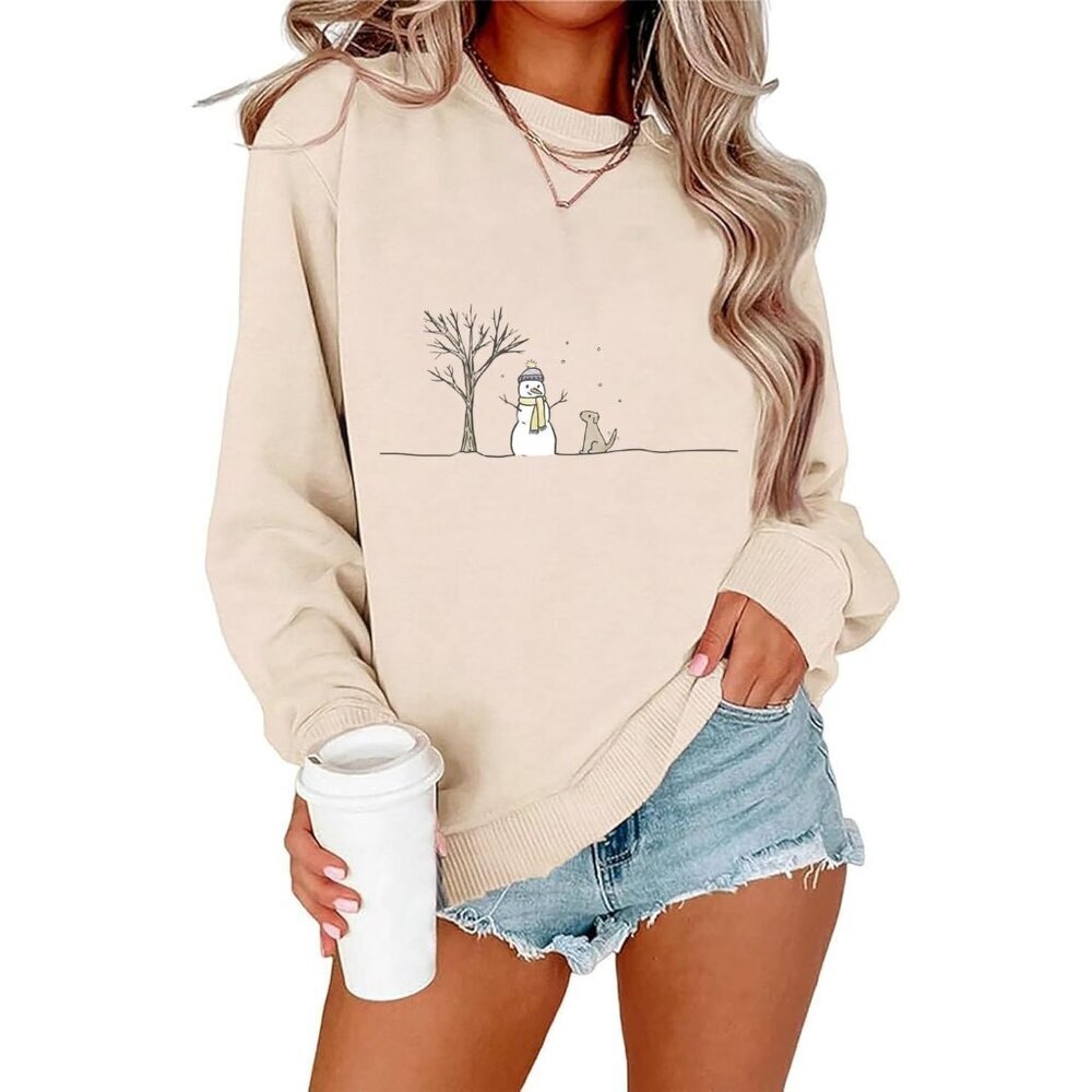 Christmas Sweatshirt Women Retro Ugly Xmas Sweater Long Sleeve Festive Tee